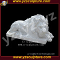 White marble big sitting lion sculpture